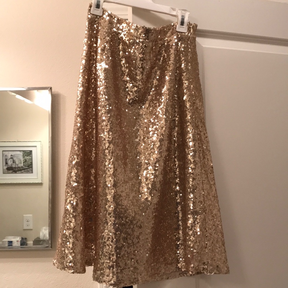 Gold sequin midi skirt